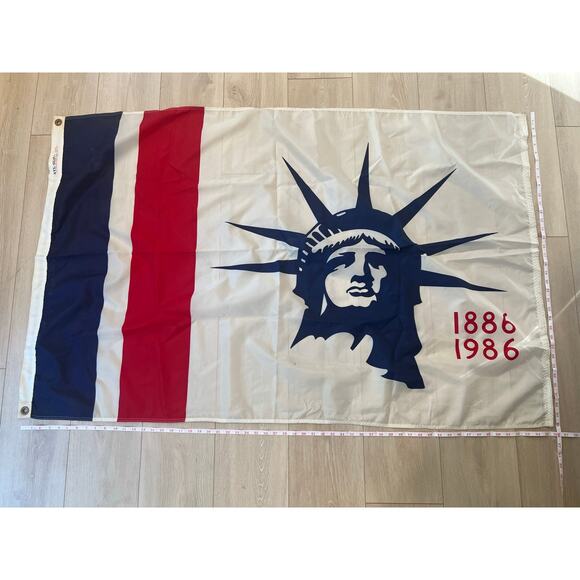 Vintage Large Statue of Liberty Commemorative Flag 1886-1996 Nylon  JL - Picture 1 of 10